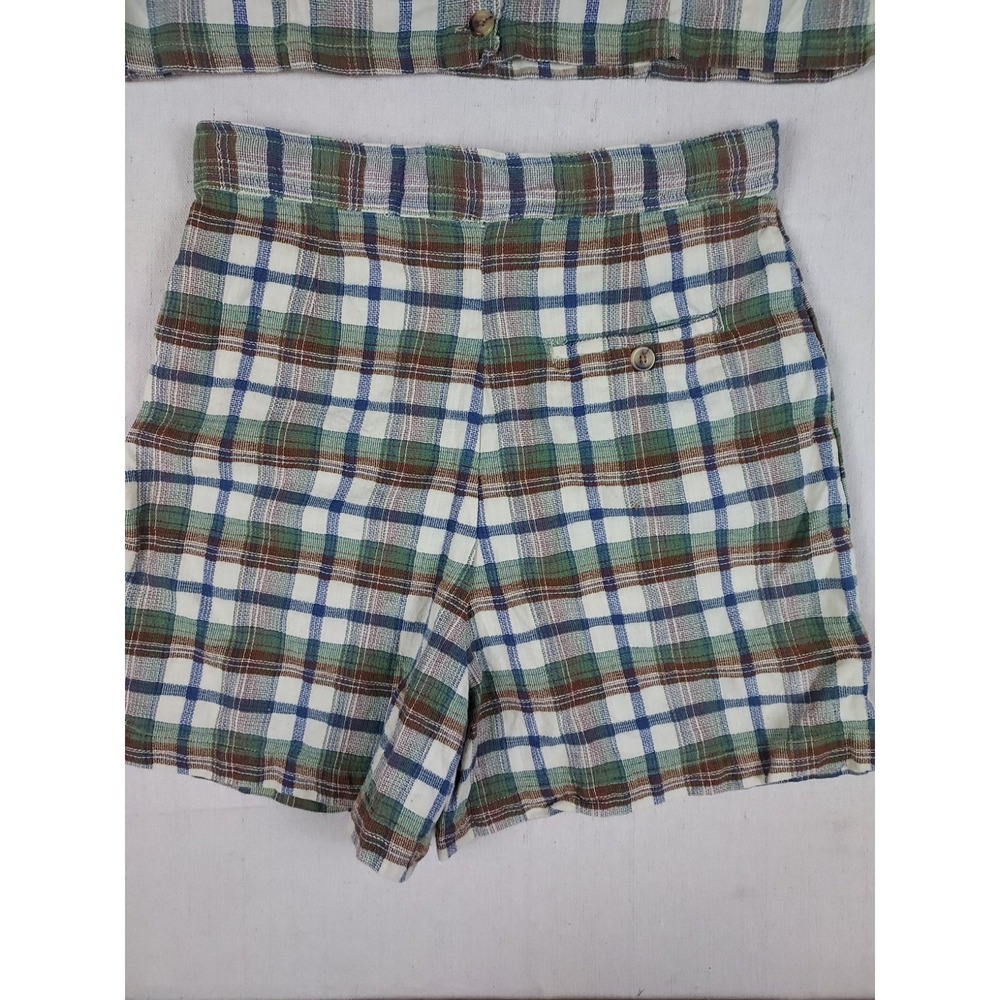 Vintage Kkomi Plaid Crop Top & Skort Set Women's Medium 90s 100% Cotton - Picture 15 of 16